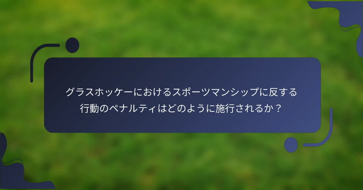 グラスホッケーにおけるスポーツマンシップに反する行動のペナルティはどのように施行されるか?