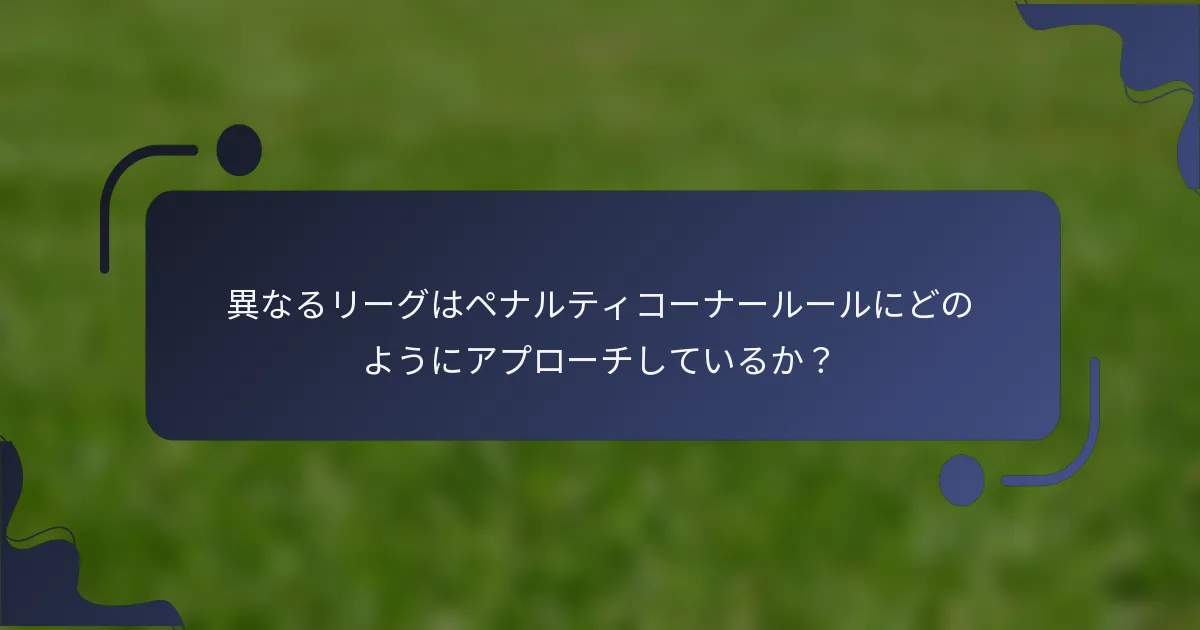 異なるリーグはペナルティコーナールールにどのようにアプローチしているか？